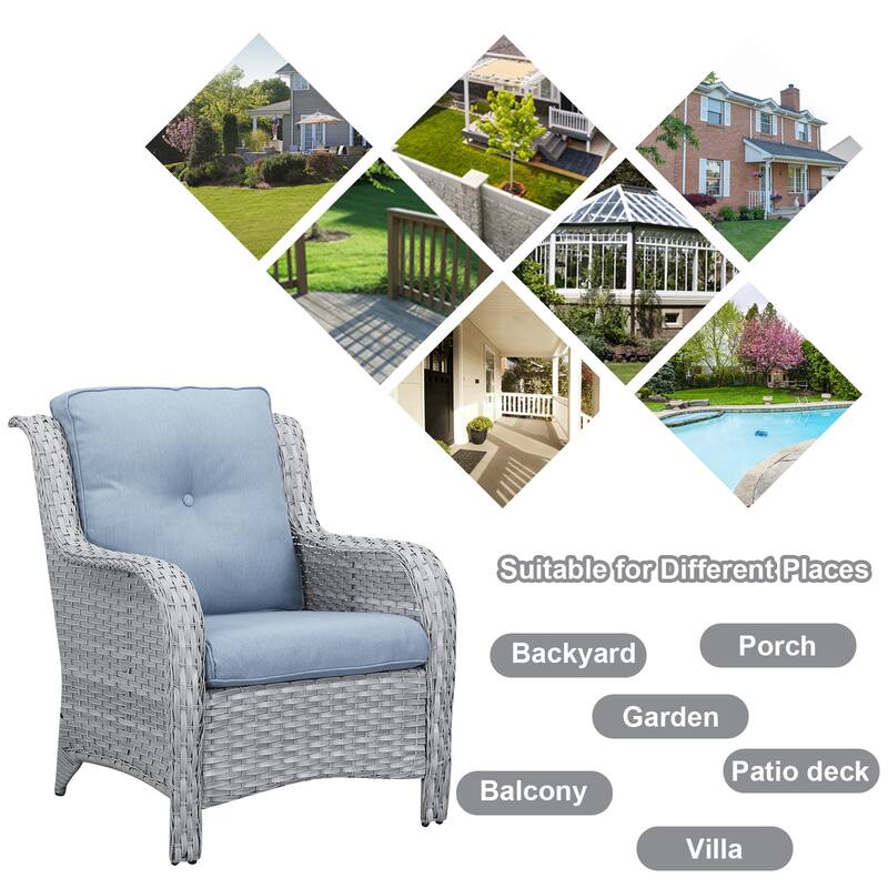 Gymojoy Outdoor Sofa Chair Ottoman Seating with Cushions Weather-resistance