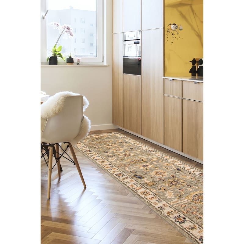 ECARPETGALLERY Hand-knotted Jules Serapi Grey Wool Rug - 2'6 x 8'1