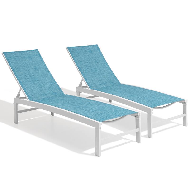 Outdoor Adjustable Aluminum Chaise Lounge Chairs for Patio Pool Terrace - See Picture