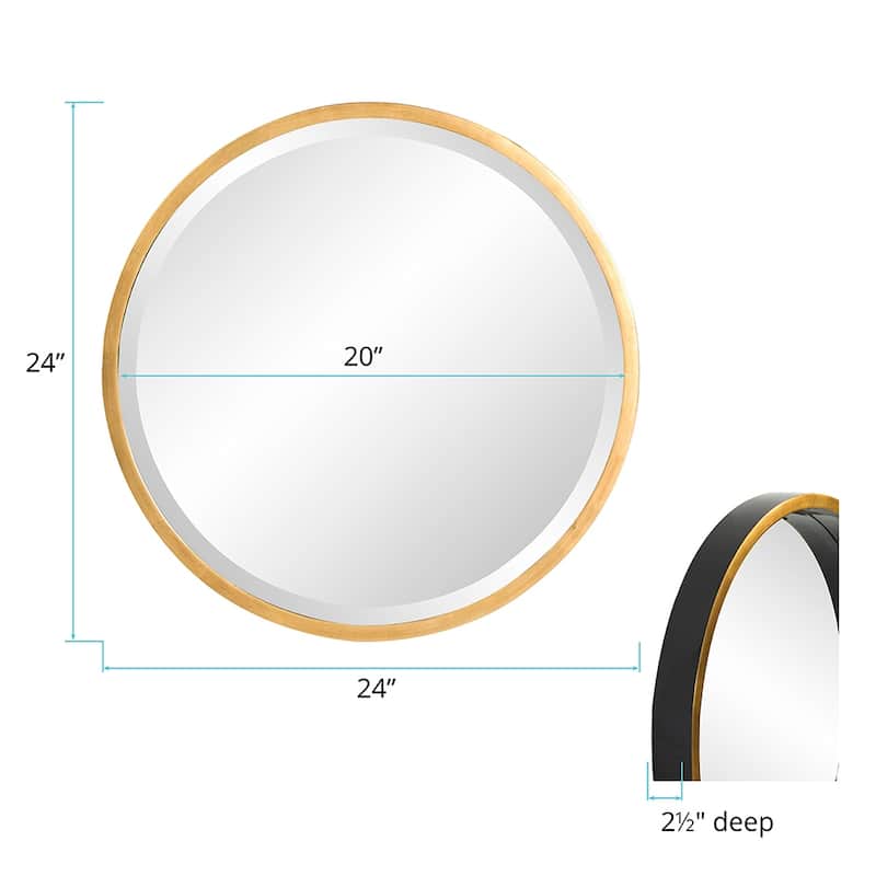 Allan Andrews Round Black Wood Framed Decorative Brando Wall Mirror