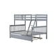 preview thumbnail 10 of 10, Functional Design Wood Bunk Bed with with Trundle, Convertible Ladder and Guardrail, Twin Over Full, Grey