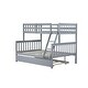 preview thumbnail 10 of 10, Grey Twin over Full Wood Bunk Bed Convertible Beds with Twin Size Pull-Out Trundle