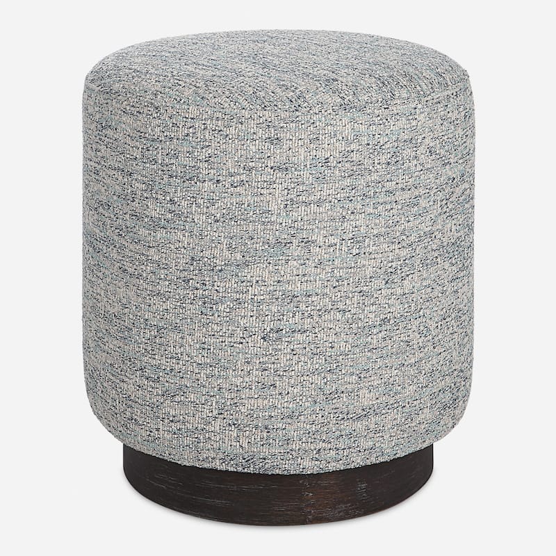 Plush Upholstered Pouf Ottoman - 18" - Blue and White