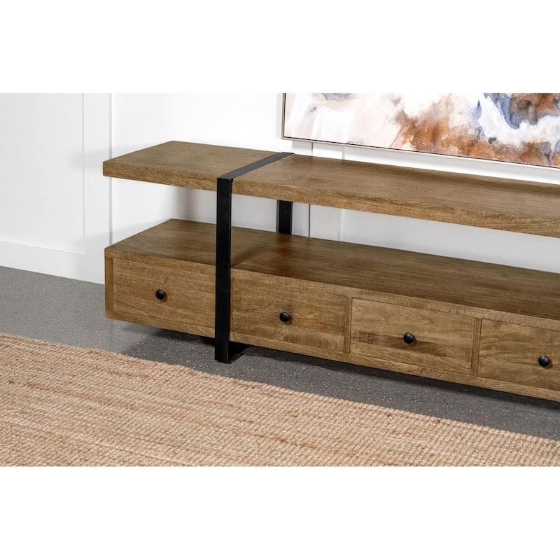 Otto 5-Drawer Mango Wood 70" TV Stand Media Console Brown