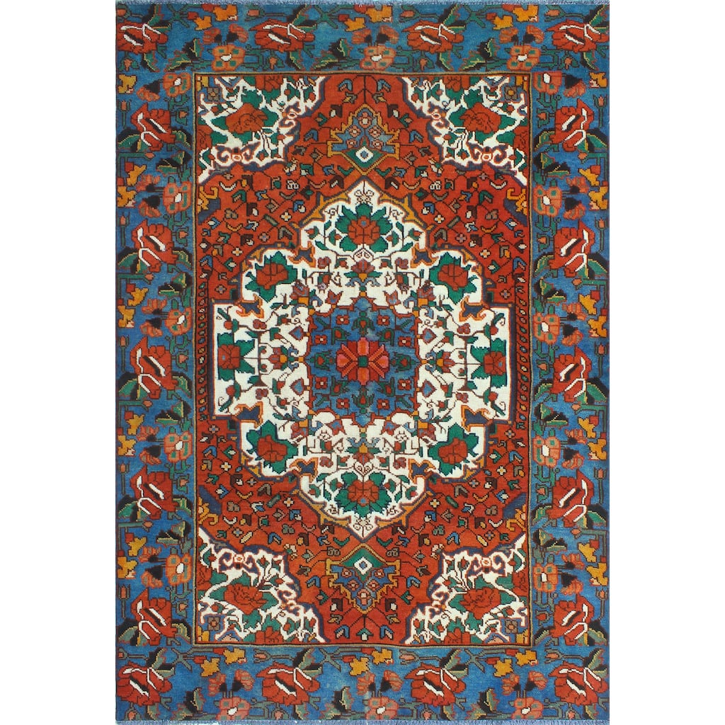 Fine Vintage Distressed Joseph Rust/Blue Rug - 4'3" x 6'5"