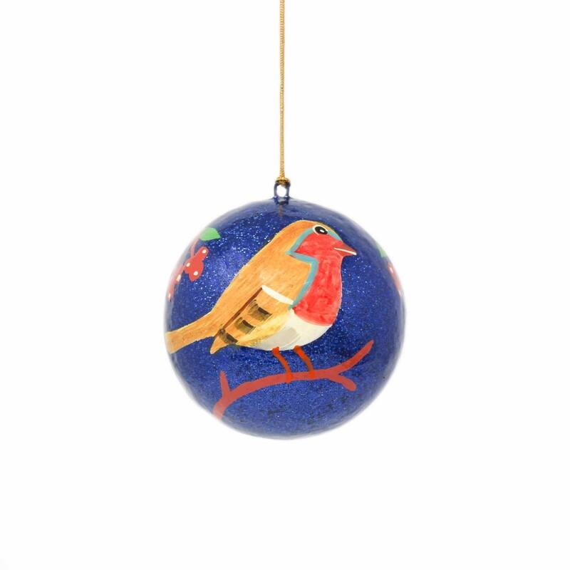 Recycled Paper Handpainted Animal Theme Ornaments, Set of 2 (India)