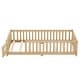preview thumbnail 7 of 12, Natural Twin Size Pine Wood Floor Bed with Safety Guardrails and Door