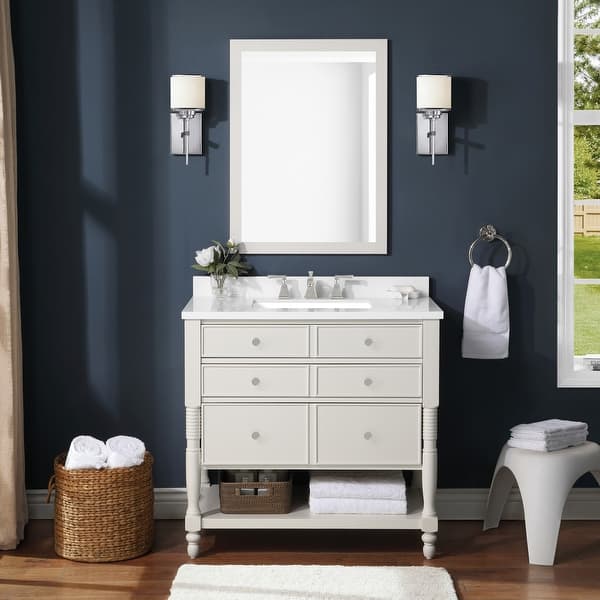 Shop Martha Stewart Cottage 36 In Vanity From Bedford Collection In White Picket Fence Finish Overstock 31606180