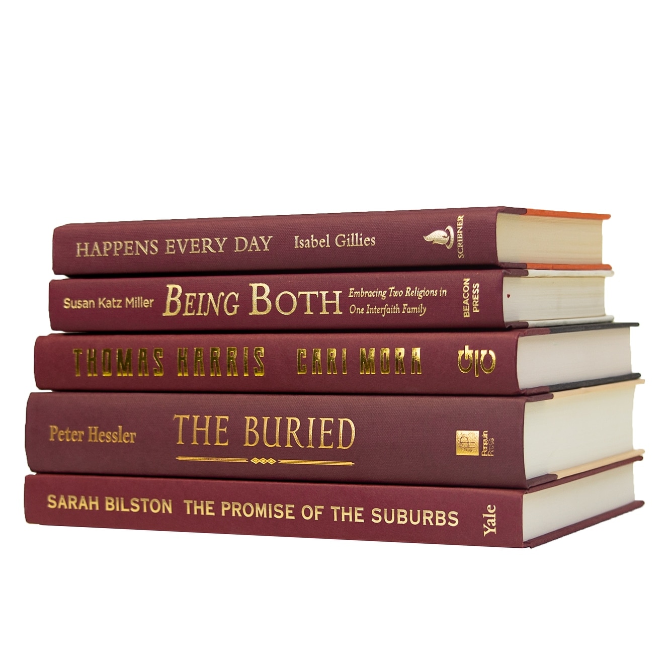 Decorative Books - Merlot Book Stack - 5 Red Books