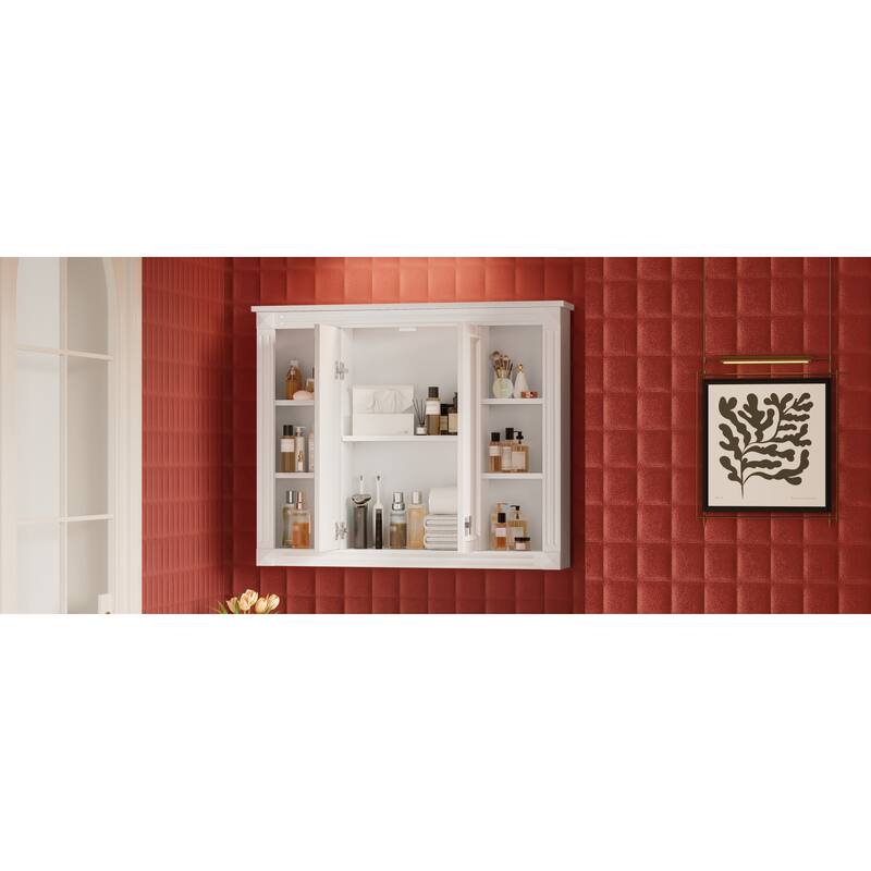 Roomfitters 36x28 Inch Medicine Cabinet, Wall Mounted Bathroom Mirror Cabinet with Adjustable Shelf & Soft-Closing Hinges, White