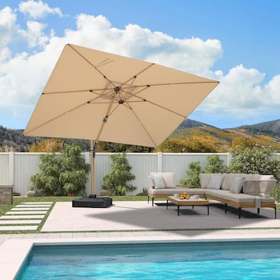 PURPLE LEAF 9x11.5ft Wood Grain Premium Patio Cantilever Umbrella