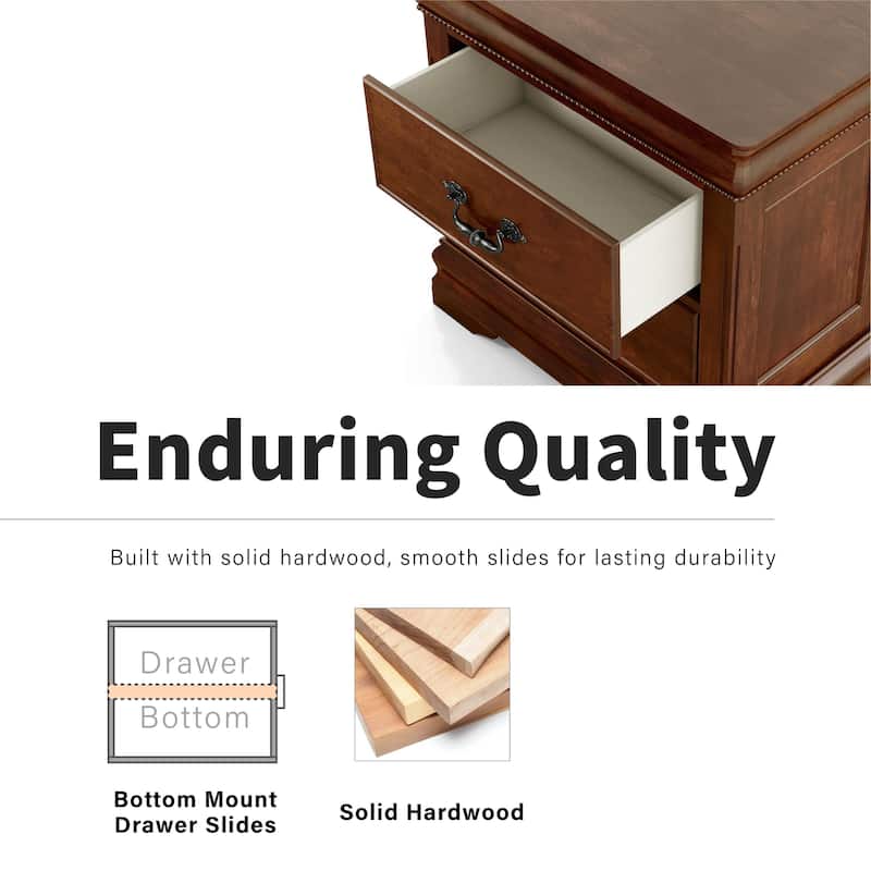 Diva Traditional Cherry Solid Wood 2-Drawer Nightstand by Furniture of America