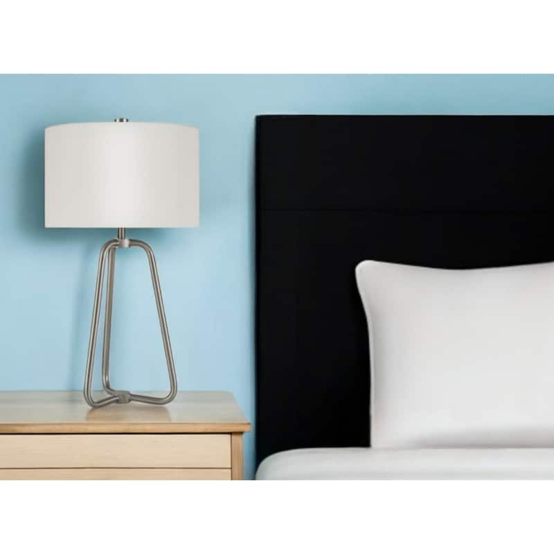 25" Metal Table Lamp with White Drum Shade - 14" x 14" x 25"