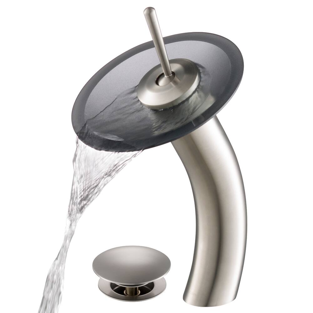 Kraus Waterfall Single Hole Vessel Bathroom Faucet - Metal Pop-Up