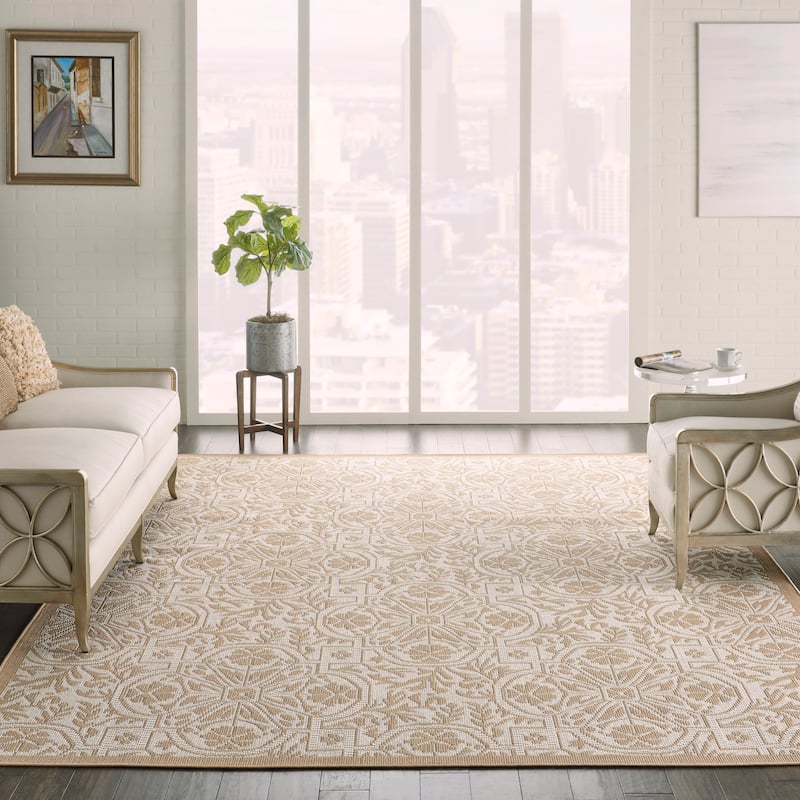 Porch & Den Godwin Medallion Indoor/Outdoor Area Rug - 7'10" x 10'6" - Beige/Cream