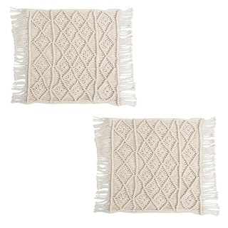 HOMESMART Set of 2 Cotton Macrame Pattern Closure Zipper Ultra Soft ...