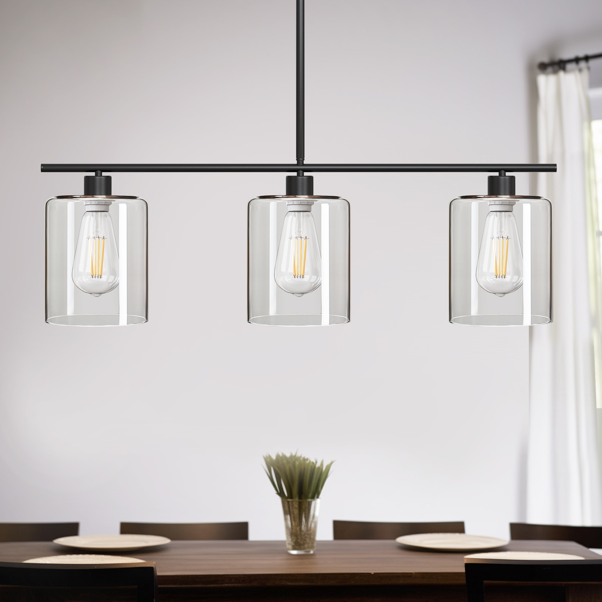 YANSUN Black Modern/Contemporary Lantern LED Mini Hanging Pendant