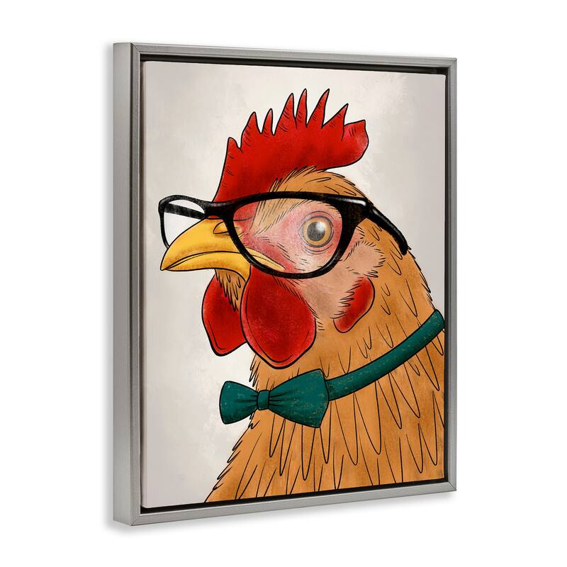 Stupell Funny Hipster Rooster Framed Floater Canvas Wall Art Design By Marcus Prime