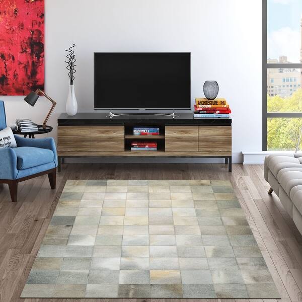 slide 2 of 19, Handmade Couristan Chalet Tile Cowhide Leather Area Rug