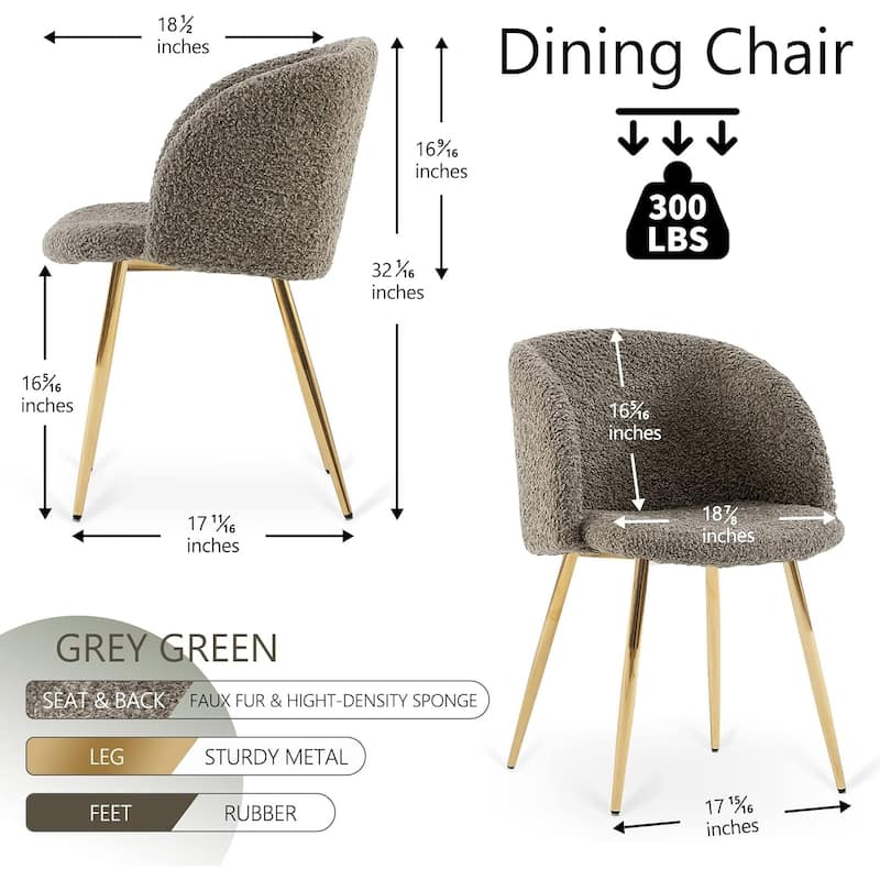 Howtai Cozy Accent Armchair, Fluffy Sherpa Dining Chair Set of 2