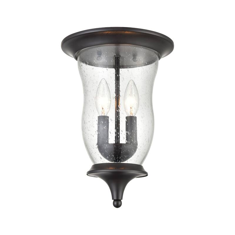 Elk Home Trinity Oiled Bronze With Seedy Glass 2 Light Flush Mount