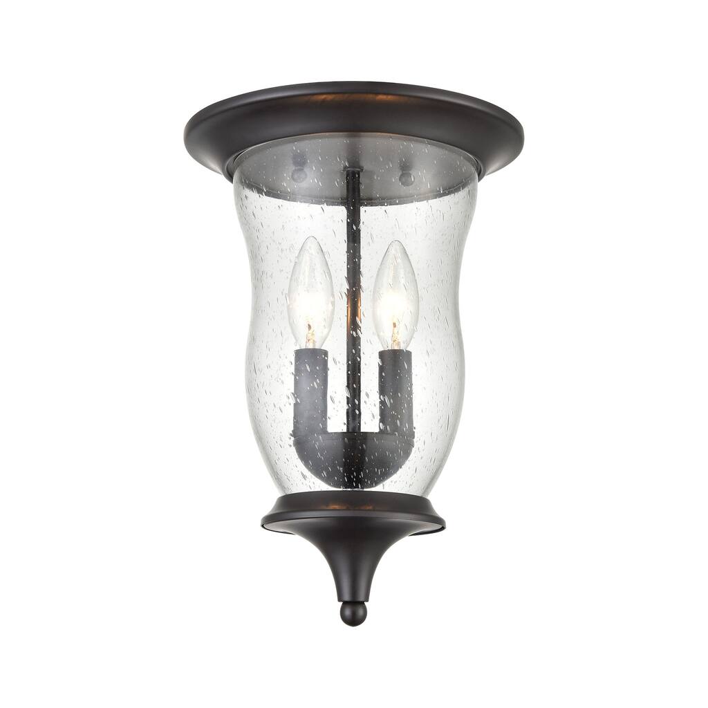 Elk Home Trinity Oiled Bronze With Seedy Glass 2 Light Flush Mount