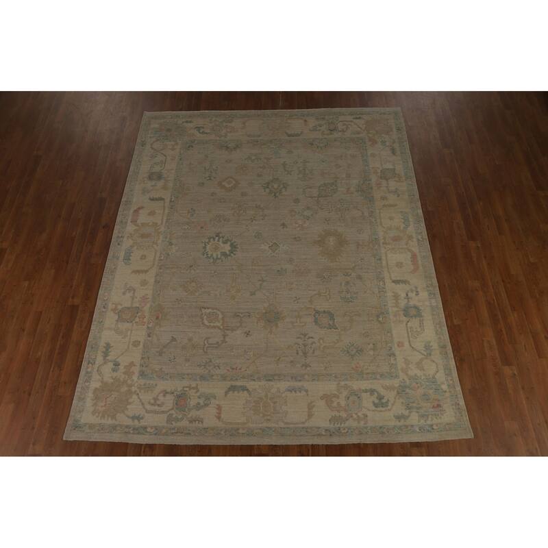 Vegetable Dye Oushak Turkish Area Rug Handmade Wool Carpet - 7'11" x 9'10"