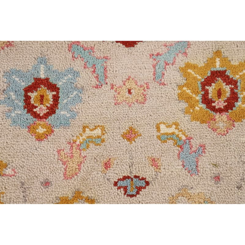 Floral Oushak Indian Foyer Rug Hand-Knotted Wool Carpet - 2'6"x 5'9"