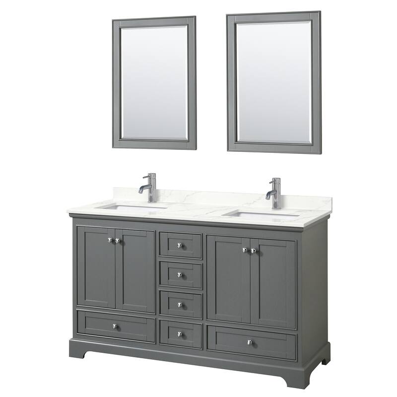 Wyndham Collection WCS202060D-QTZ-UNSM24 Deborah 60" Free Standing - Dark Gray / Giotto Quartz Top / Polished Chrome