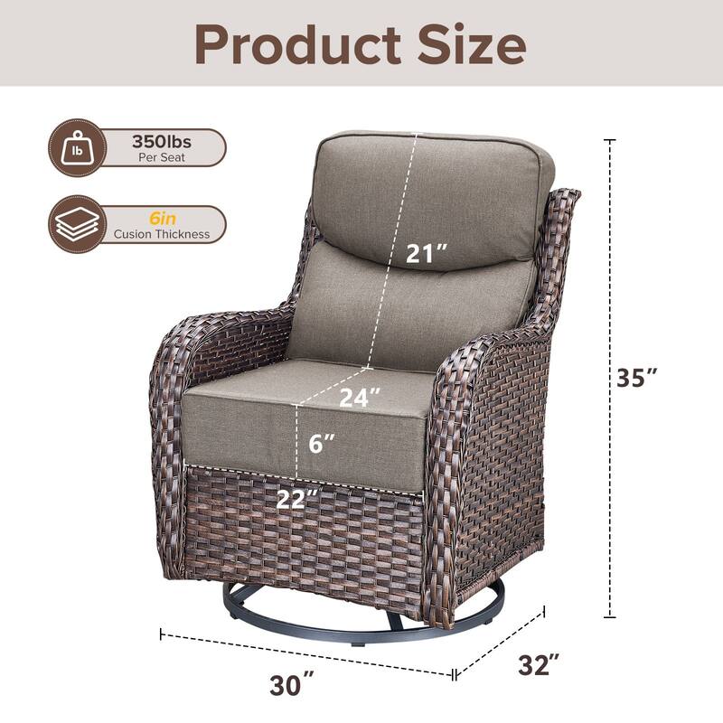 Gymojoy 4-Piece Patio Swivel Glider Chair Set, 6-Inch Ultra-Plush Cushions & Water-Resistant Olefin Fabric