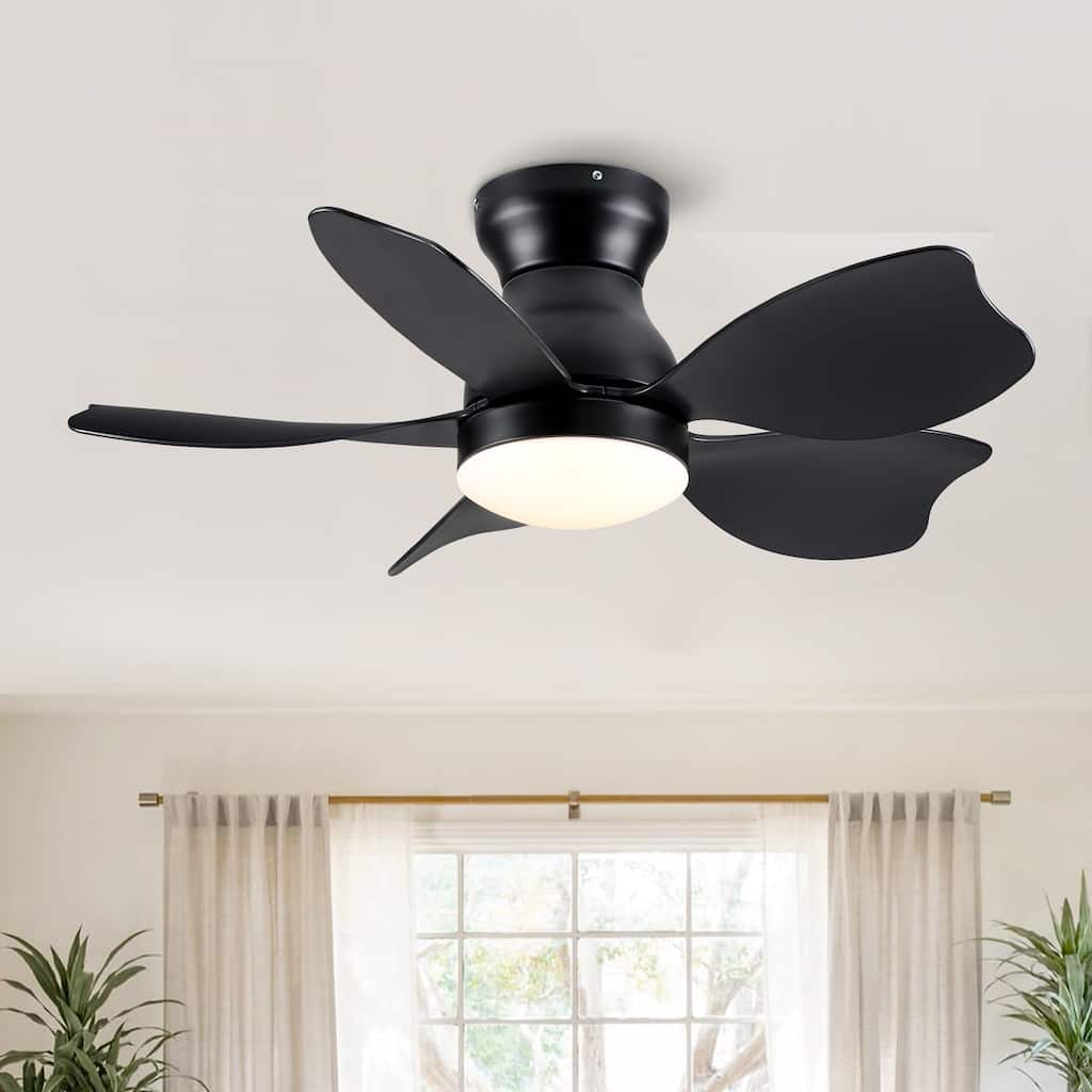 Sofucor 30"Flush Mount Ceiling Fan with Dimmable LED & Remote,6 Speed Reversible Motor,Timing & Memory Function,for Low Ceilings