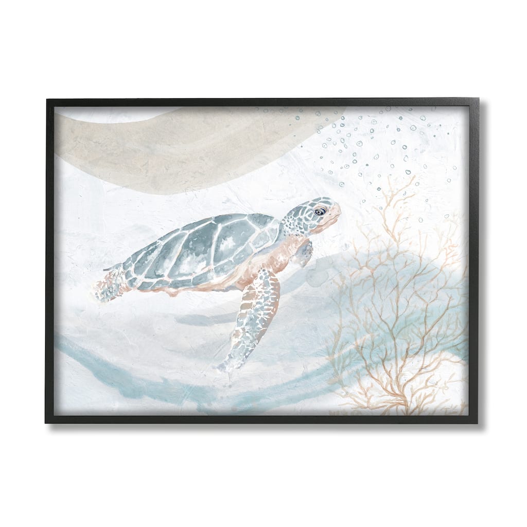 Stupell Drifting Sea Turtle Serene Ocean Wave Atmosphere Framed Wall Art, Design by Patricia Pinto
