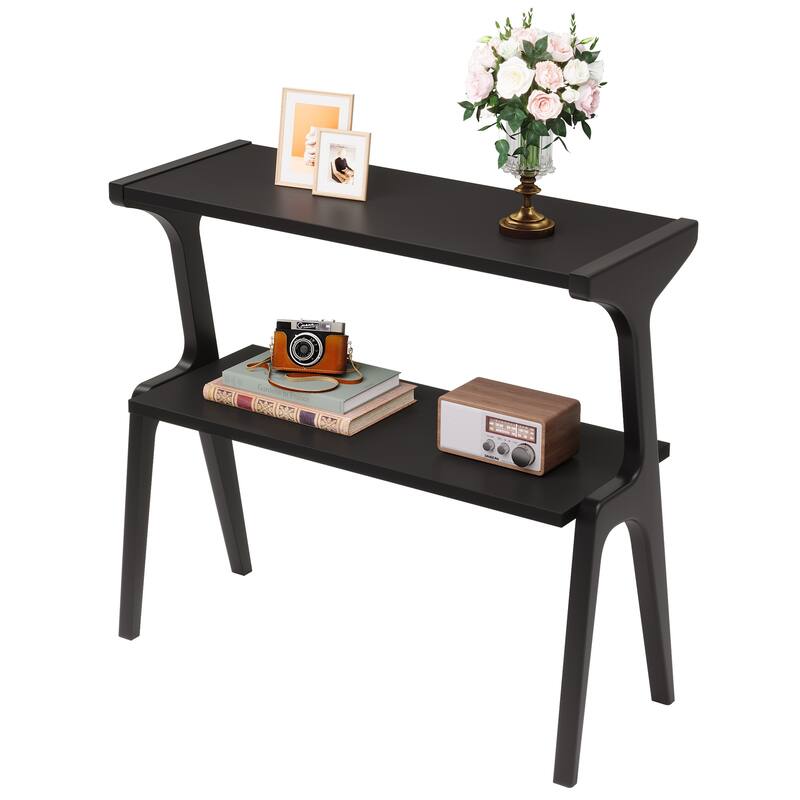 Modern SideTable with Storage Shelf, Sofa End Table with Solid Wood Legs, Bedside Table, Nightstand for Bedroom, Living Room