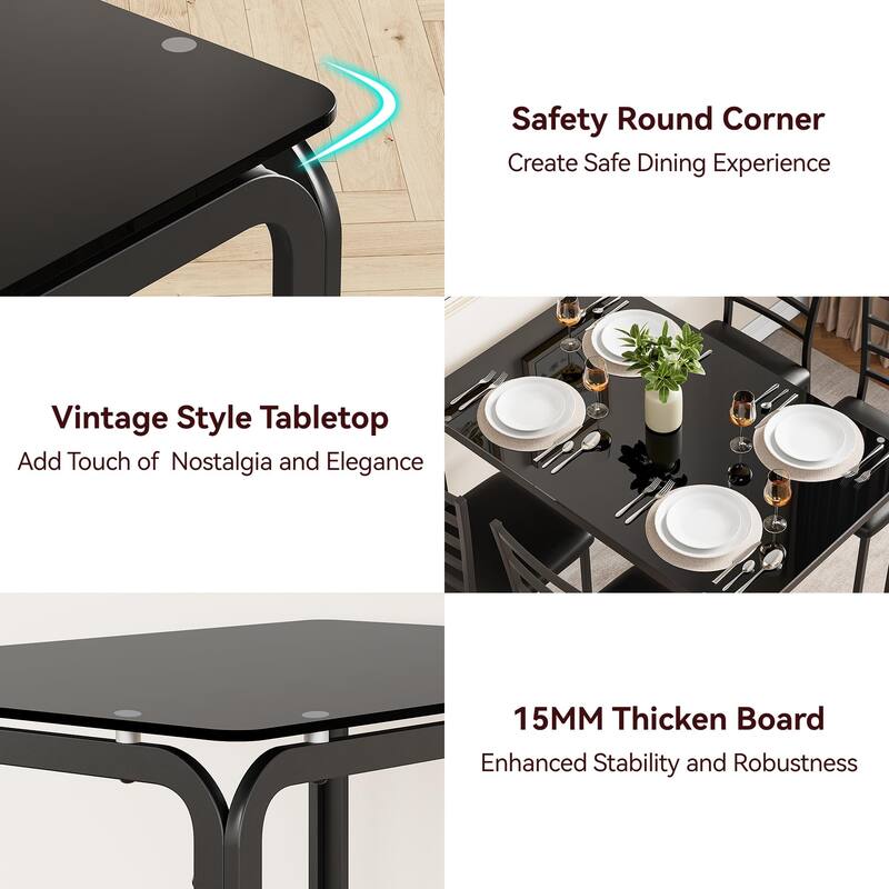 5-piece Farmhouse Dining Table Set for 4