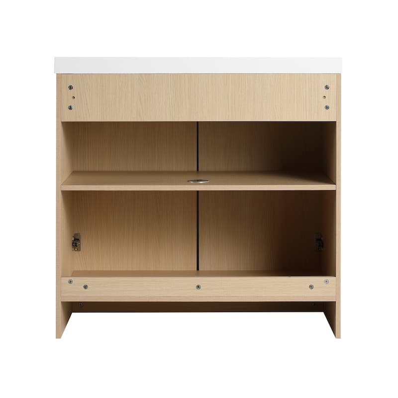 Bathroom Vanity With Resin Sink In 36/42/48 Inch, Freestanding Bathroom Vanity With Soft Close Doors And Shelf