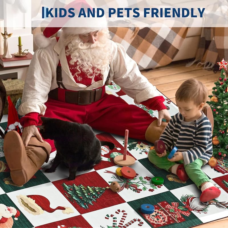 Washable Xmas Style Prints, Christmas Area Rugs Holiday Decor