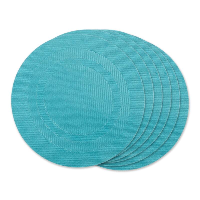 Design Imports Silver Doubleframe Kitchen Placemat Set (Set of 6) - Round - Teal
