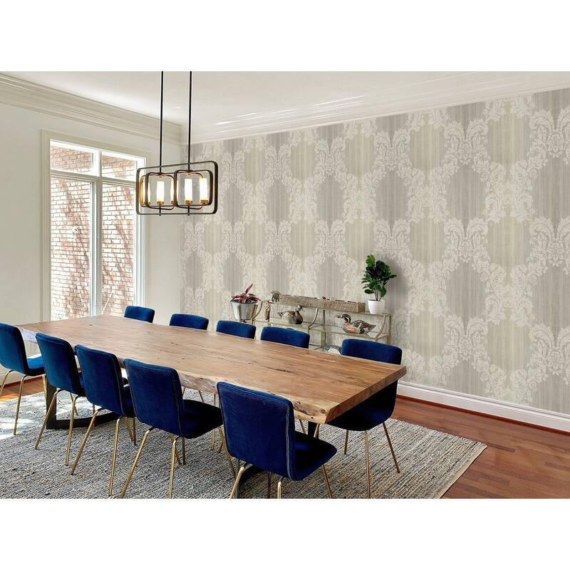 Seabrook Designs Aldeno Leaf Ogee Unpasted Wallpaper