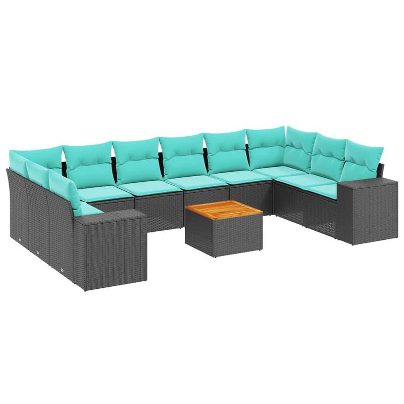 vidaXL Patio Sofa Set with Cushions Outdoor Furniture 11 Piece Poly Rattan - 24.4x 24.4x 27.2