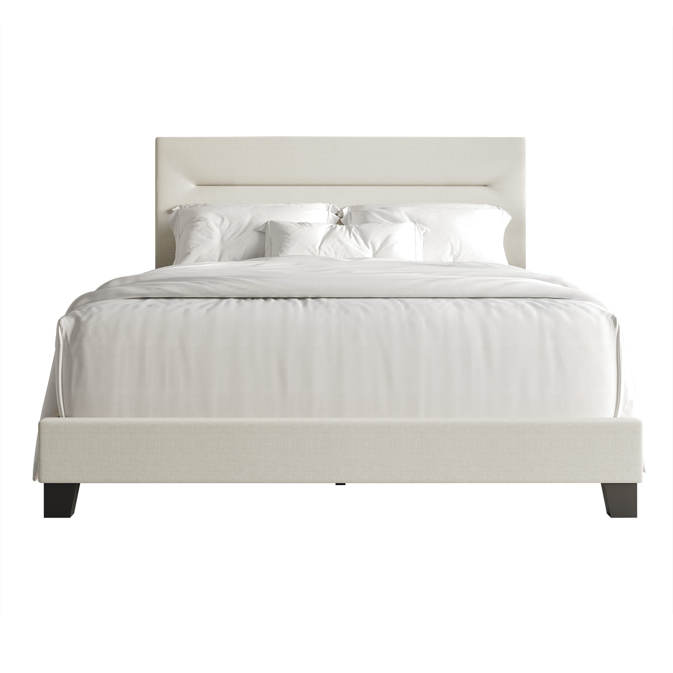 CraftPorch 4-pieces Contemporary Beige Bed with Dark Grey Furniture Bedroom Set