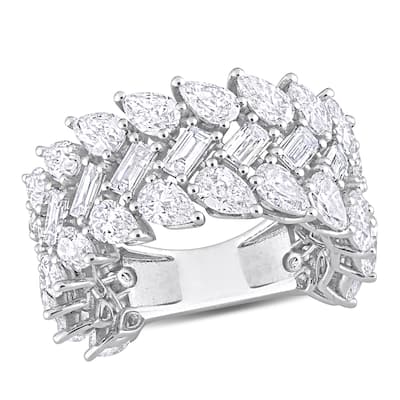 Miadora 6 5/8ct TDW Multi-shape Diamond Three-Row Ring in 14k White Gold