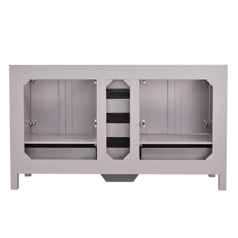 PROOX 60" Bath Cultured Marble Vanity Top Double Rectangle Sink