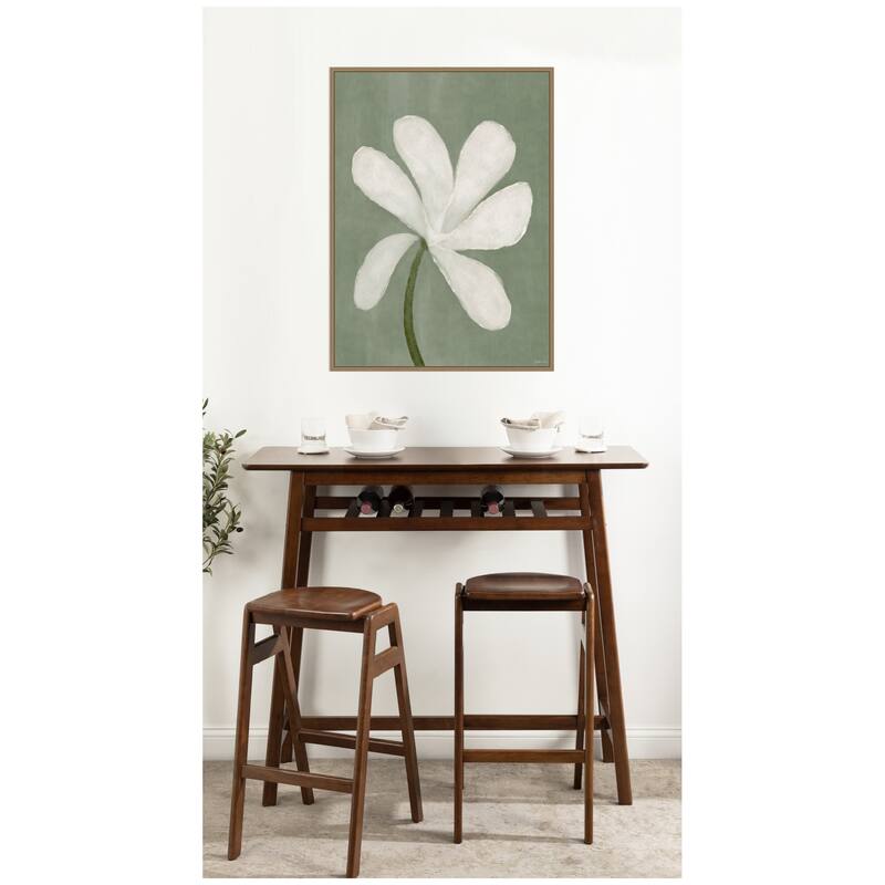 Kate and Laurel White Floral by Gabrielly Guedes Framed Canvas Wall Art Print