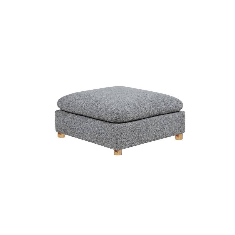 Best Quality Furniture 4-Piece Sectional Boucle Fabric - Rich Gray Ottoman