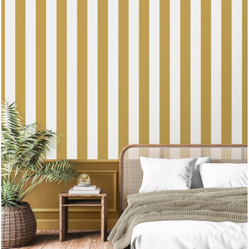 Fine Decor Tavish Mustard Stripe Wallpaper