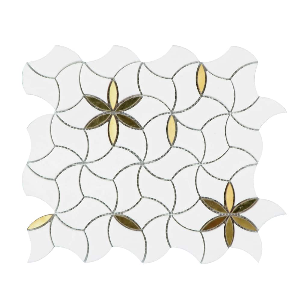Blossom Thassos White Marble Waterjet Mosaic Wall And Floor Tiles - 1 Case (10 Sheets)