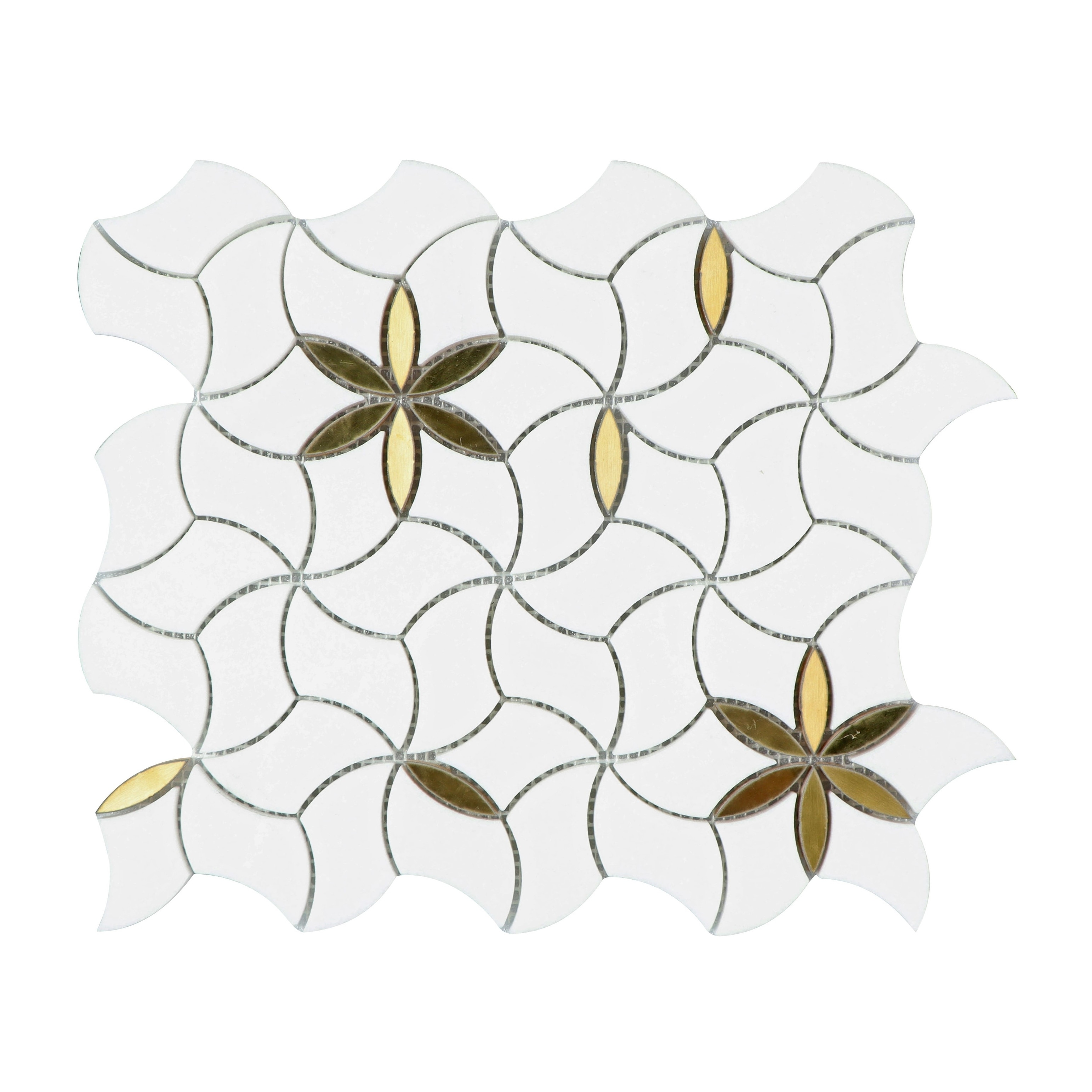 Blossom Thassos White Marble Waterjet Mosaic Wall And Floor Tiles - 1 Case (10 Sheets)