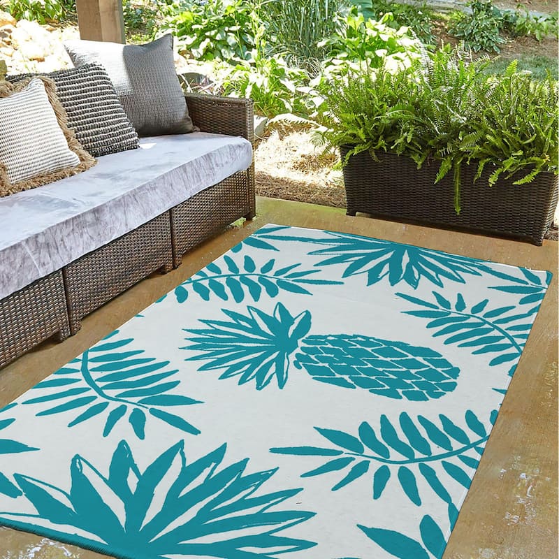 Pineapple Leaves Spring Chenille Indoor/Outdoor Rug