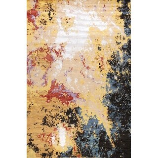 Contemporary Abstract Oriental Area Rug Hand-knotted Wool Carpet - 8'1" x 10'4"