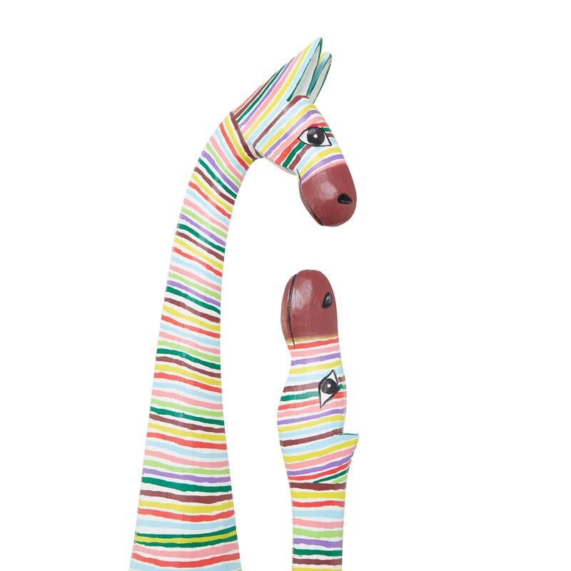 Vibrant Handmade Safari Animal Sculpture Collection - Wood or Metal Elephant & Giraffe for Indoor & Outdoor Decor